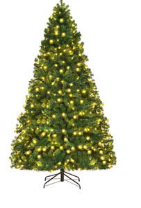 lot 302 image: Costway 8-ft Pre-lit Artificial Christmas Tree with White LED Lights