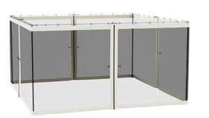 lot 310 image: Outsunny 13x13 Gazebo Netting Mosquito Netting Screen with Zippers, Black Rings, High-Quality Polyester, Washable, Black