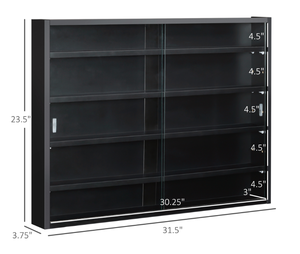 lot 311 image: HOMCOM 5-Tier Wall Shelf Display Cabinet with Glass Doors and 4 Adjustable Shelves