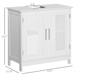 lot 315 image: kleankin Bathroom Under Sink Cabinet Vanity Unit with Adjustable Shelf Space Saver, White
