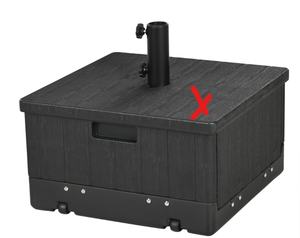 lot 316 image: Outsunny 3-in-1 Outdoor Umbrella Base, Coffee End Table, Flower Box Planter, 175lbs Capacity Patio Umbrella Stand Table with Wheels and Handles, Black 20.75 L x 20.75 W x 18.5 H (Missing Part Part D In Manual)