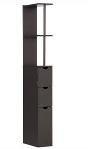 lot 322 image: HOMCOM 54 Tall Bathroom Storage Cabinet, Freestanding Linen Tower with 2-Tier Shelf and Drawers, Narrow Side Floor Organizer, Brown (USED, Maybe Missing Hardware, Transit Damage)