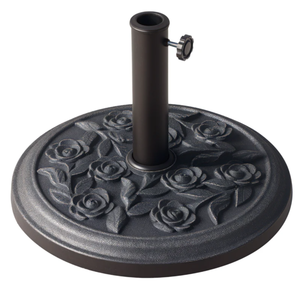 lot 332 image: Outsunny 18 20 lbs Round Resin Umbrella Base Stand Market Parasol Holder with Decorative Rose Floral Pattern & Easy Setup, for 1.5, 1.89 Pole, for Lawn, Deck, Backyard, Garden, Bronze