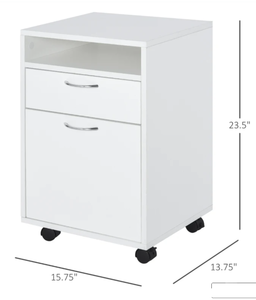 lot 337 image: HOMCOM Mobile Storage Cabinet Organizer with Drawer and Cabinet, Printer Stand with Castors, White