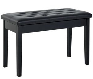 lot 338 image: HOMCOM Piano Bench, Duet Piano Chair with Faux Leather Padded Cushion and Wooden Frame, Button Tufted Keyboard Bench, Black (Transit Damage)