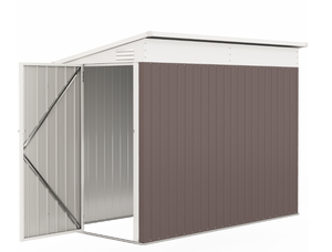 lot 23 image: Outsunny 4 x 7.7 Lean to Garden Storage Shed, Outdoor Metal Tool House with Lockable Door Vents for Backyard Patio Lawn
