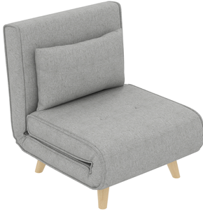 lot 26 image: HOMCOM Chair Bed W Adjustable Backrest, 2-in-1 Multi-Functional Sofa Bed, Gray