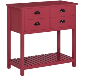 lot 27 image: HOMCOM Sideboard Buffet Cabinet with Storage, Modern Coffee Bar Cabinet with 4 Drawers and Slatted Bottom Shelf, Console Table for Kitchen, Living Room, Dining Room, Hallway, Red 31.5x15.75x31.5