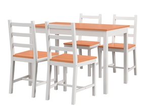 lot 36 image: HOMCOM Dining Table Set for 4, 5 Piece Modern Kitchen Table and Chairs, Solid Wood Dining Room Set for Small Spaces, Breakfast Nook, White 42.5L X 25.5W X 29.5H