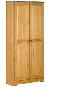 lot 41 image: HOMCOM 67 Pinewood Kitchen Pantry Storage Cabinet, Freestanding Cabinets with Doors and Shelves, Dining Room 30.75 x 12.25 x 67.25