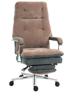 lot 124 image: HOMCOM Home Office Chair, Big and Tall Fabric Computer Desk Chair, Swivel Task Chair with Adjustable Height, Coffee