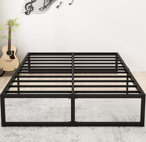 lot 352 image: Lutown-Teen 16 inch King Size Bed Frame Sturdy Mattress Foundation, Heavy Duty Metal Platform with Steel Slats Support No Box Spring Needed , Noise Free, Easy Assembly, Black