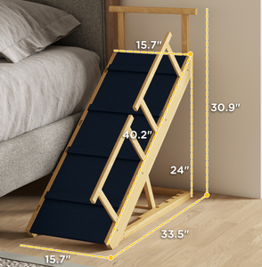 lot 127 image: PawHut Dog Ramp, Adjustable Height Pet Steps, Foldable Dog Stairs with Non-slip Mat for Small to Large Dogs