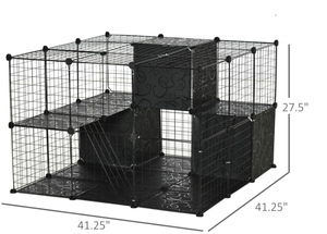 lot 247 image: PawHut Pet Playpen with Door Storage Shelf for Kittens Chinchillas and Pet Minks