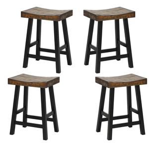 lot 356 image: ERGOMASTER Wooden Saddle Bar Stools Set of 4, 24-Inch Counter Height Backless Rustic Barstools for Kitchen Island, Dining Room, Pub