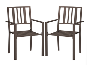 lot 360 image: Outsunny Patio Dining Chairs with Metal Slatted Design, Dark Brown