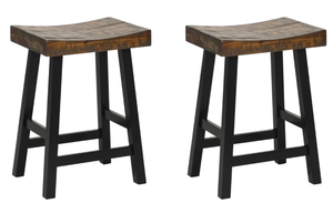 lot 361 image: ERGOMASTER Wooden Saddle Bar Stools Set of 2, 24-Inch Counter Height Backless Rustic Barstools for Kitchen Island, Dining Room, Pub