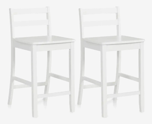 lot 50 image: Costway Wooden Bar Stools Set of 2 with Ergonomic Backrest and Footrest