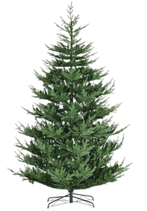 lot 108 image: HOMCOM 9 Foot Artificial Christmas Tree, Nordic Pine Hinged Xmas Tree with 1939 Realistic Branches, Wide Steel Base, Auto Open, Green