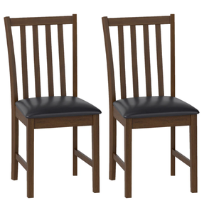 lot 113 image: Costway Wooden Dining Chair Set of 2 with Rubber Wood Frame and Padded Seat, Brown