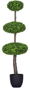 lot 245 image: HOMCOM Artificial Boxwood Topiary Tree in Pot, 43.25 Artificial Plant Faux Tree for Home Office, Living Room Decor, Indoor & Outdoor