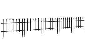 lot 272 image: Outsunny Metal Decorative Garden Fence, 9.2 x 17.25 5 Steel Panels, Decorative Border for Landscape, Flower Bed, Animals, Black