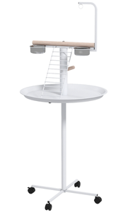 lot 277 image: PawHut Bird Stand with Wheels, Perches, Feed Bowls, Round Tray for Parrot