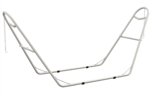 lot 350 image: Outsunny Hammock Stand, Portable Adjustable Steel Frame Hammock Stand, Weather Resistant, 10.3, 550 lbs. Capacity, White (Stand Only)