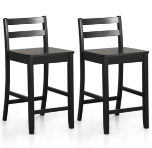lot 364 image: Costway Wooden Bar Stools Set of 2 with Ergonomic Backrest and Footrest