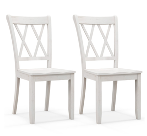 lot 171 image: Costway Set of 2 Wooden Dining Chairs Mid Century Farmhouse Retro Kitchen Chairs