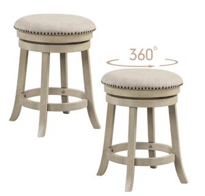 lot 173 image: Costway 24 Inches Swivel Bar Stools Set of 2 wth Wooden Frame