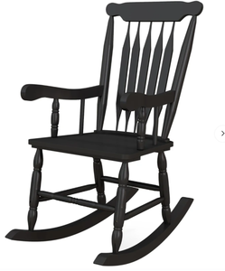 lot 181 image: Outsunny Porch Rocker Chair, 350 lbs. Wooden Outdoor Rocking Chair with High Back for Garden, Patio, Balcony, Black