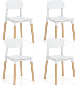 lot 185 image: Total Tactic JV11782WH Modern Dining Side Chairs with Ergonomic Backrest for Dining Room - White - Set of 4