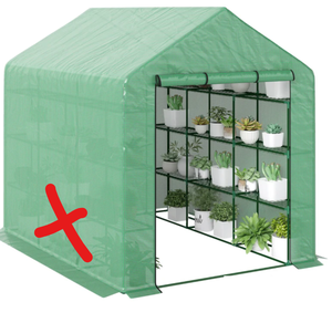 lot 186 image: Outsunny Outdoor Walk-in Greenhouse with Roll-up Zipper Door, 18 Shelves, PE Cover, 95.25 x 70.75 x 82.75, Green (Missing Part Tent)