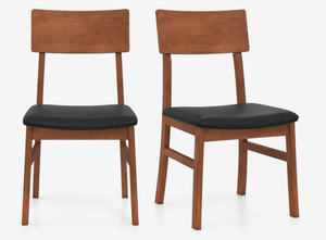 lot 378 image: Costway Dining Chairs Set of 2 with Rubber Wood Legs and Faux Leather Upholstered Seat