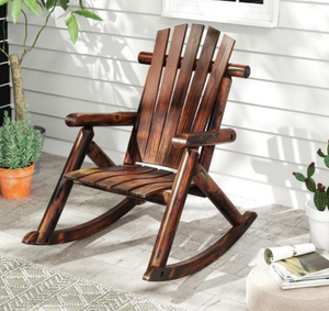 lot 380 image: Costway NP12424BN Outdoor Adirondack Rocking Chair for Adults Solid Wood Porch Rocker - Brown