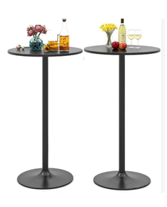 lot 385 image: LDAILY 2240 Bar Table, Adjustable Modern Cocktail Table wHeavy-Duty Metal Base & Non-Slip Ring, Round High Top Table for Parties, Bistro, Home Bar, Dining Room, Pub & Kitchen (2, Black)