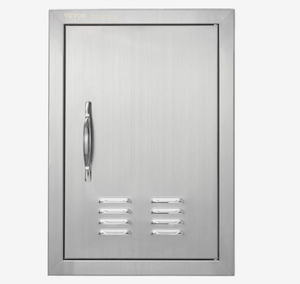 lot 458 image: VEVOR BBQ Access Door, 14W x 20H Inch Single Outdoor Kitchen Door, Stainless Steel Flush Mount Door, Wall Vertical Door with Handle and vents, for BBQ Island, Grilling Station, Outside Cabinet
