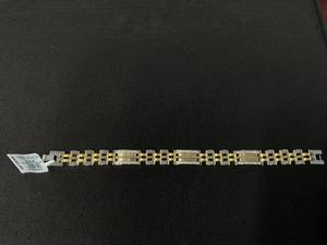 lot 179 image: MCYS Mens Diamond Two-Tone Link Bracelet (12 ct. t.w.) in Stainless Steel and Yellow Ion-Plate