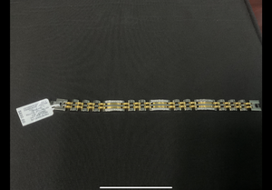 lot 178 image: MCYS Mens Diamond Two-Tone Link Bracelet (12 ct. t.w.) in Stainless Steel and Yellow Ion-Plate