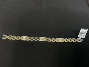lot 177 image: MCYS Mens Diamond Two-Tone Link Bracelet (12 ct. t.w.) in Stainless Steel and Yellow Ion-Plate (Very Minor Scratches)