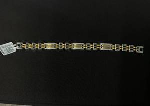 lot 176 image: MCYS Mens Diamond Two-Tone Link Bracelet (12 ct. t.w.) in Stainless Steel and Yellow Ion-Plate