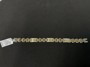 lot 175 image: MCYS Mens Diamond Two-Tone Link Bracelet (12 ct. t.w.) in Stainless Steel and Yellow Ion-Plate