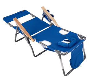 lot 386 image: Costway 3-IN-1 Foldable Beach Chair with Footrest and Adjustable Backrest, Navy