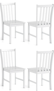 lot 387 image: Costway Rustic Dining Chairs Set of 4 Wooden Kitchen Chairs with Slat Tilt Backrest-White