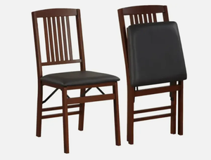 lot 366 image: Set of 2 Foldable Upholstered Kitchen Chairs with Padded Seat