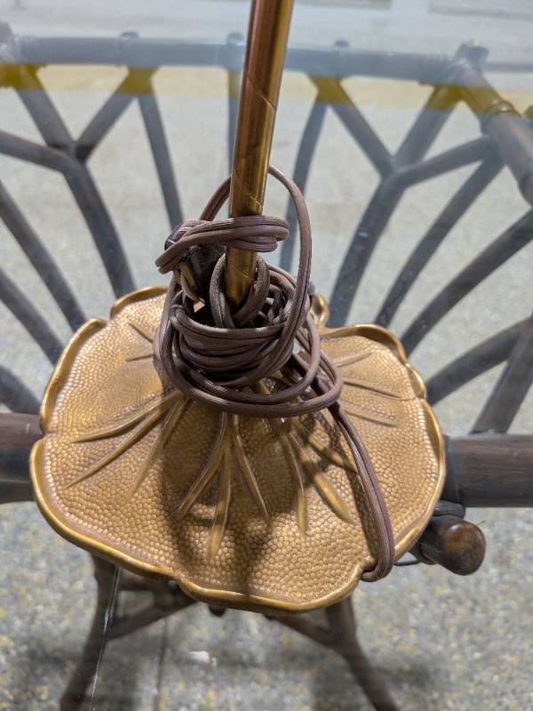 lot 20 image: Vintage Art Nouveau Style Brass Lily Pad Base Desk Lamp