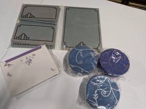 lot 48 image: Lot Stationery Pads w Pen, Art Deco Notecards, and 3 Decorative Gift Boxes