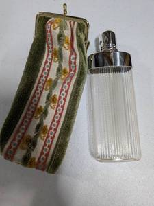 lot 55 image: Vintage Ladies Purse Flask  Scent Bottle w Velvet & Tapestry Clutch Case
