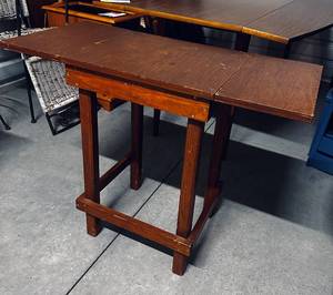 lot 66 image: Mission Style Drop-Leaf Wood Side Table  Console